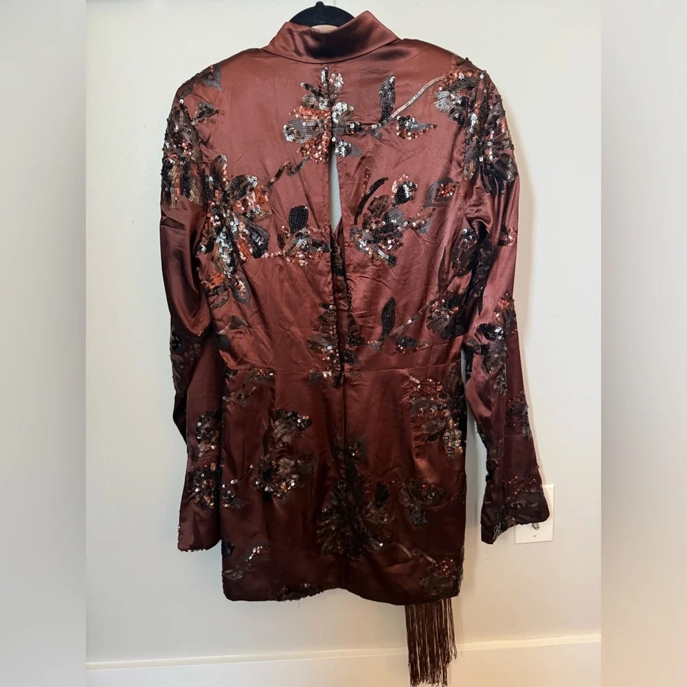 NWOT Sabina Musayev Sequin Embellished Dress in Rich Brown - Picture 5 of 6